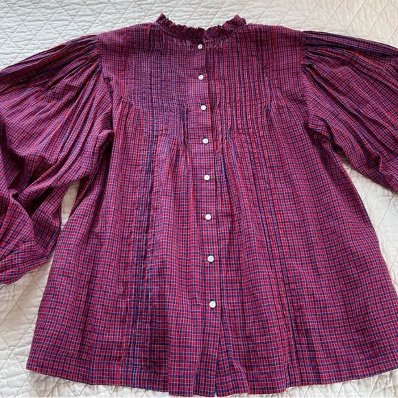 Doen AMADEA TOP Blouse ROSSENDALE VALLEY PLAID Medium - Picture 7 of 8